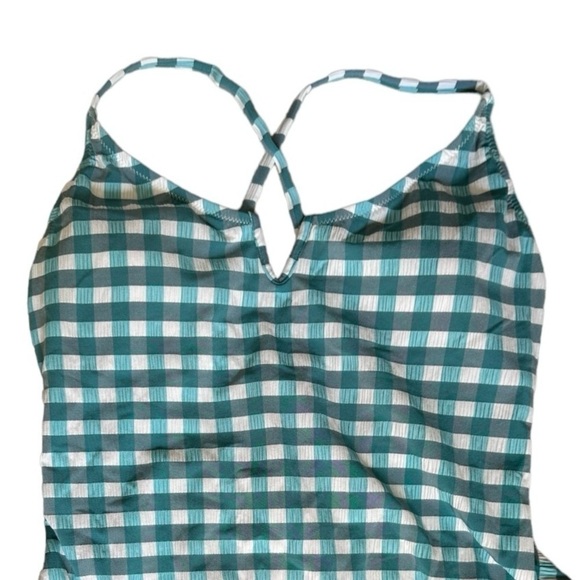 Jessica Simpson Teal Gingham Plaid One Piece Swimsuit Size XL NWT Vacation - Picture 4 of 8